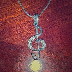 Treble Clef diamond necklace